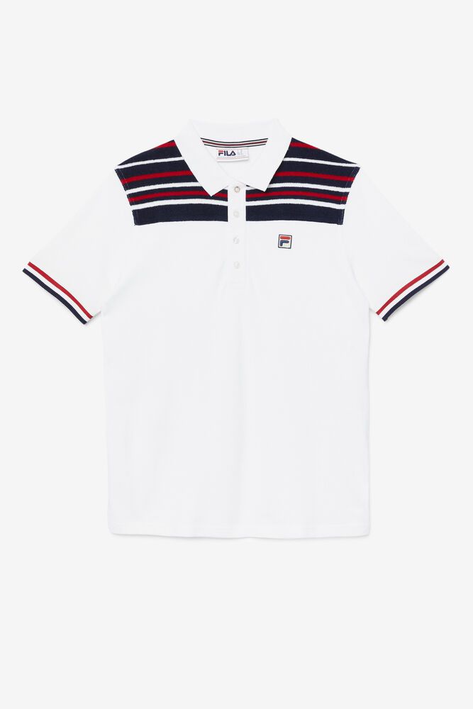 Fila Morganite White Polo Mens - NZ 64129-TASY